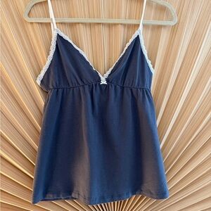 Brandy Melville blue Lace-Trim Camisole Tank Top
